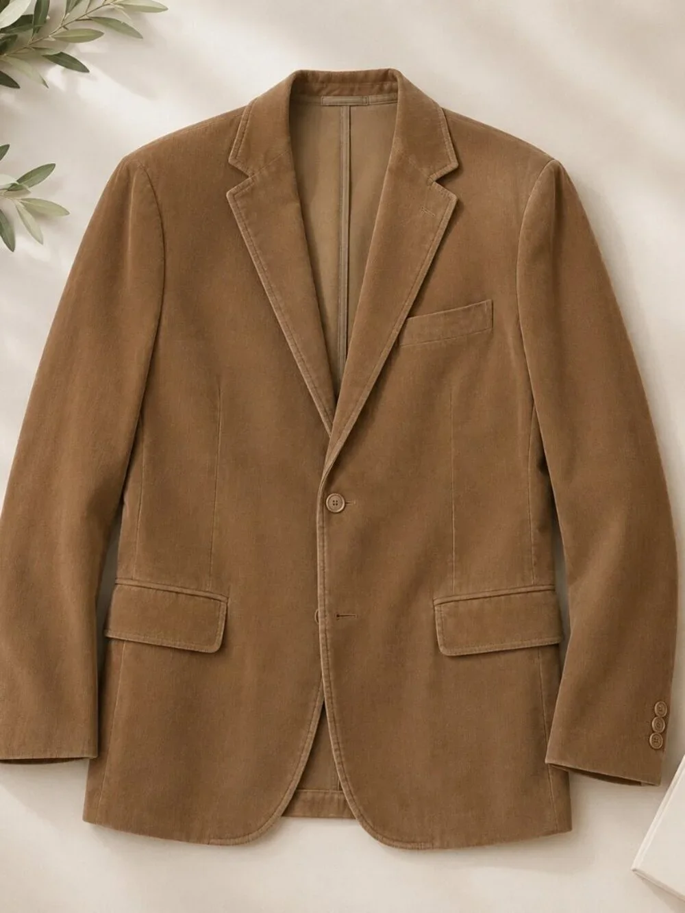 J.Crew Tan/Brown Corduroy Blazer – Men’s Size L, 2‑Button Classic Sport Coat